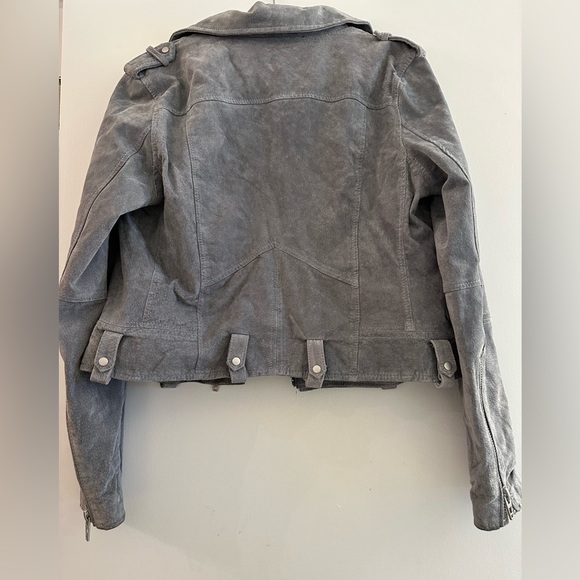 Chelsea & Violet Gray Suede Leather Moto Motorcycle Jacket Women’s Lined size M - Picture 4 of 13